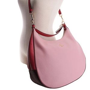 UNIQUE FIND Coach Harley Purse Pebbled Leather Pink/Purple/Red Color Block